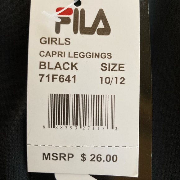 FILA Athletic Sports Leggings Black with Pink Yellow Blue Girls size 10 12 - Picture 5 of 7